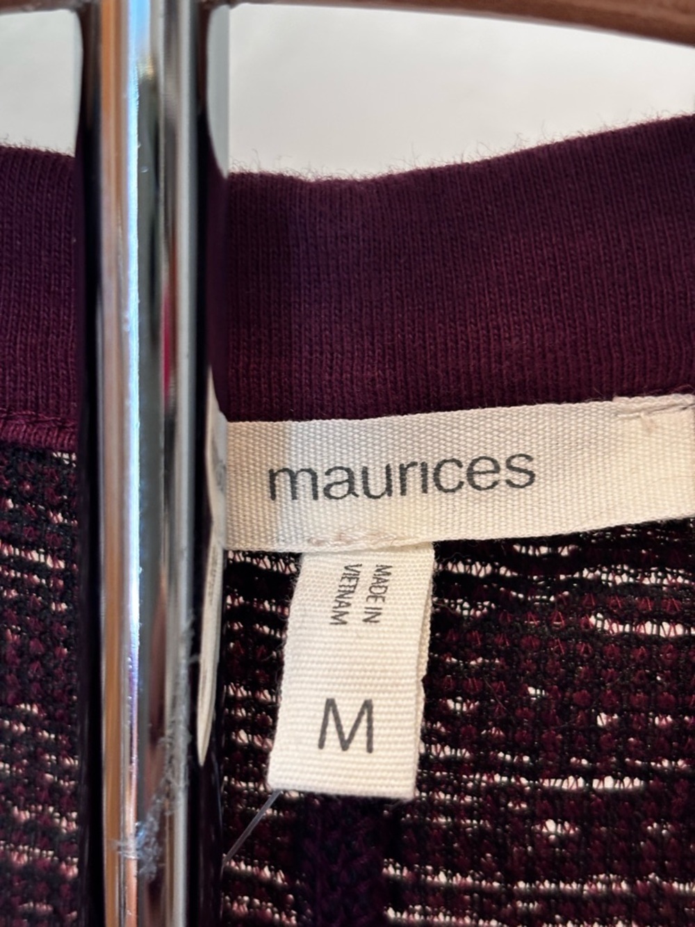 Maurices Marled Knit‎ Cardigan Burgundy Button Front Size M - Picture 2 of 8